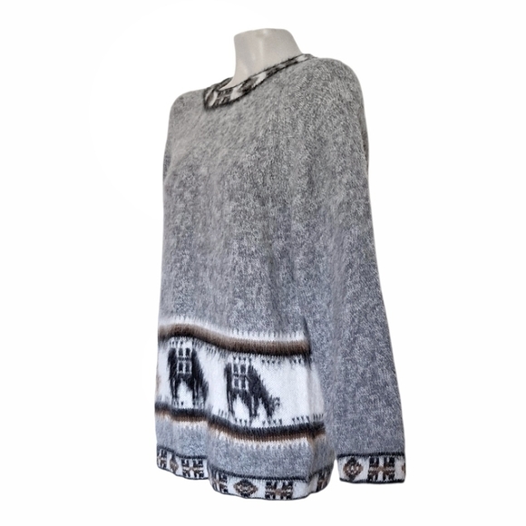 Alpaca Sweater Fuzzy Cozy Cabincore Peru Artisian L - Picture 4 of 5